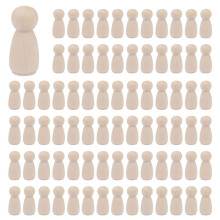 200Pc/Lot Girls Peg Dolls 1.35 Inch Solid Hardwood Natural Unfinished Turnings-Ready for Paint or Stain- Wooden People