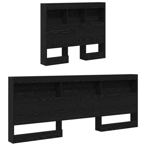 VidaXL vidaXL Storage Headboard with Shelf Black Oak 90 cm Engineered Wood 2