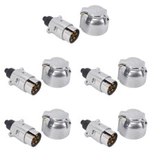 10X Trailer Accessories- 7 Pin Trailer Plug 12V Rv Sockets Towbar Towing 7Pin Metal Trailer Connectors