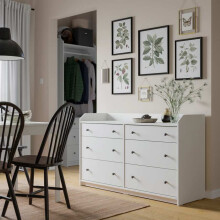 IKEA HAUGA 6 Drawer White Chest 138x46x84cm