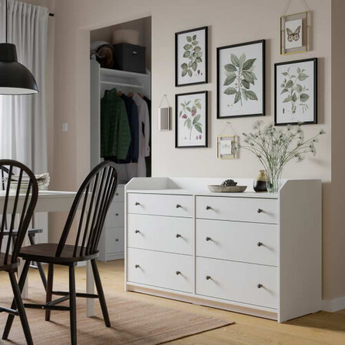 IKEA HAUGA 6 Drawer White Chest 138x46x84cm