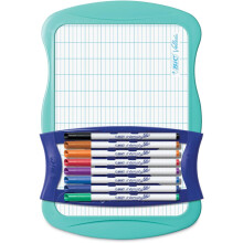 BIC Intensity Dry Erase Kit With 9 Dry Erase Markers and 1 Dual-Sided Dry Erase Board, Bullet Tip (2.8mm), Assorted
