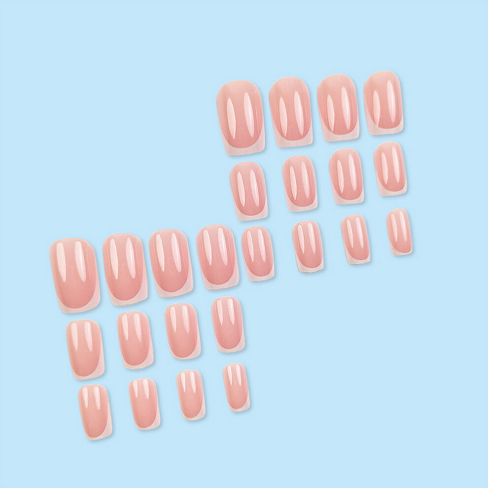 Roc-Electron 24Pcs Nude Pink French Tip False Nails