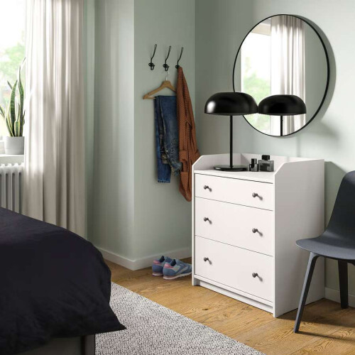 IKEA HAUGA 3 Drawer White Chest 70x46x84cm