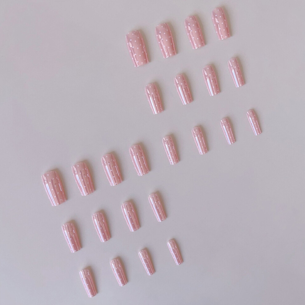 Reach-Tools 24Pcs Pink Polka Dot Press On Nails