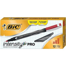 BIC Intensity Fineliner Marker Pen; Fine Point (0.5mm); Red Marker; Clean & Crisp Writing; 12-Count