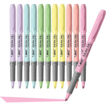 BIC Brite Liner Grip Pastel Highlighter Set, Chisel Tip, School Supplies for Students and Teachers, 12-Count Pack in Pastel Assorted Colors