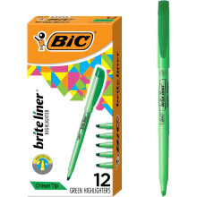 BIC Brite Liner Highlighters, Chisel Tip, 12-Count Pack of Green Highlighters, Ideal Highlighter Set for Organizing and Coloring