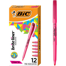 BIC Brite Liner Highlighters, Chisel Tip, 12-Count Pack of Pink Highlighters, Ideal Highlighter Set for Organizing and Coloring