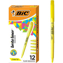 BIC Brite Liner Highlighters, Chisel Tip, School Supplies for Students and Teachers, Ideal for Notes and Textbooks, 12-Count Pack in Yellow
