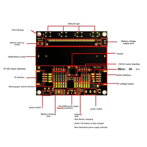 For Micro-Bit Robotbit V2.0 Expansion Board Python Programming for Micro-Bit Programming Expansion Board Module 2