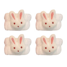 4 Sets Waterproof Face Washing Wristbands Absorbent Sleeve for Women - Towel Arm Bands Girl Gifts White-Rabbit