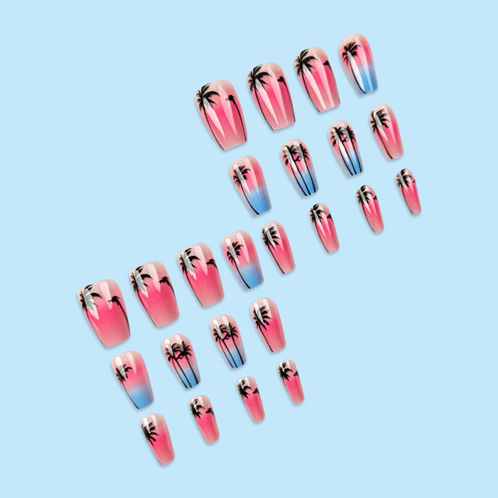 Creation-3C Summer Pink Blue Stick-On Nails For Manicure Lovers