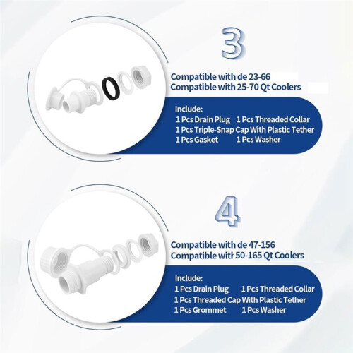 Cooler Replacement Parts Kit for Igloo, Ice Chest Plastic Hinges,  Posts, Drain Plug, Cooler Parts 2