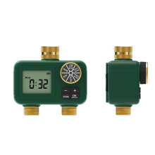 Automatic Water Timer 2-Way Brass Inlet Outlet Rotary 3/4"LCD Display Screen IP55 Waterproof Child Lock