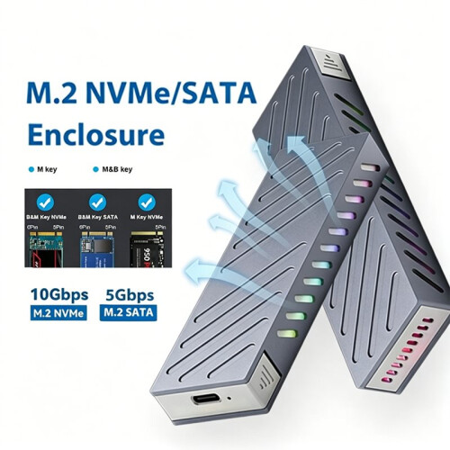M2 SSD Case M.2 NVMe  SSD Enclosure 10Gbps USB 3.1 Type C External Box Dual Protocol Adapter Supports M BM Key 2