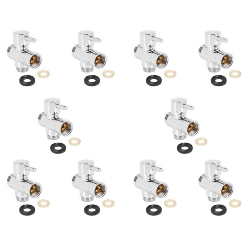 10X SOLID Diverter 3-Way Diverter Valve All 1/2 Inch IPS Shower System Spare Part, Copper Chrome Plating