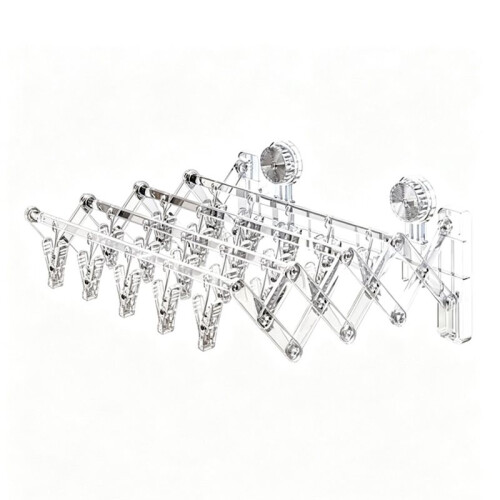 Suction Cup Sock Rack, Concealed Multifunctional Folding Drying Rack, 20 Clips, No Punching Storage Artifact.