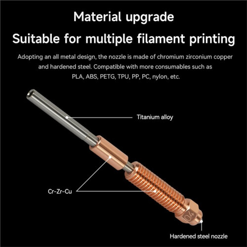 4 Pcs for    Ceramic Hotend Nozzle Kit Integrated Metal Nozzle 3D Printer Accessory
