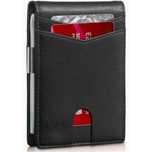 Men'S Ultra-Thin Leather Wallet, Card Clip Type, Men'S Slim Double Fold Wallet, Wallet, Wallet, Money Bag
