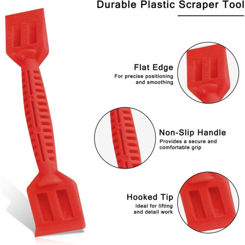 Window Glazing Tool Set 4-Piece Window Tool for Assembly and Repair, Includes Stainless Steel Scraper,Double  Hammer 1