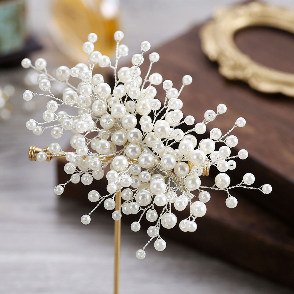 Dcph-Clothing (White) Bridal Pearl Duckbill Hair Clip For Thick Hair