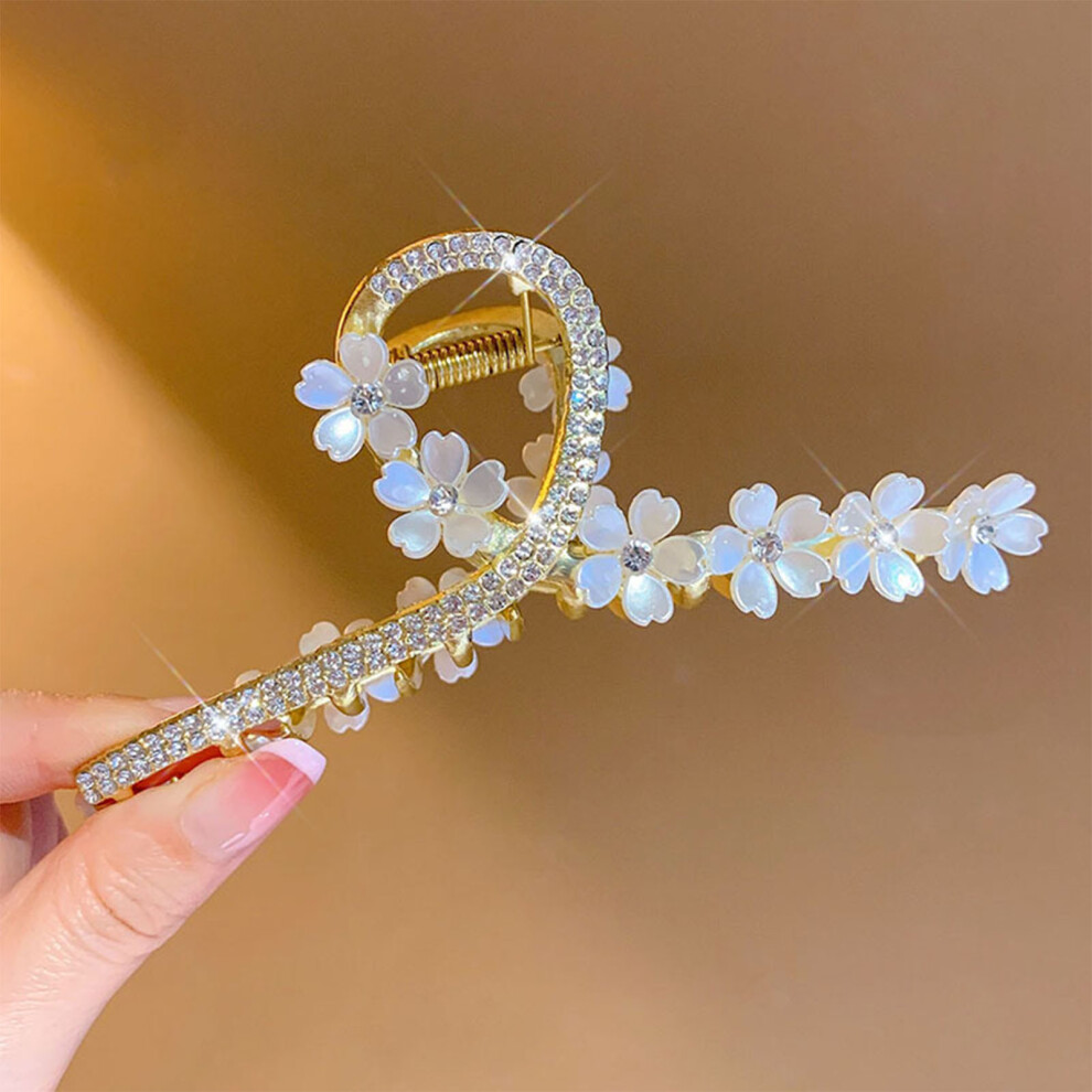 Creation-3C (1) Rhinestone Flower Hair Clips - Metal Jaw Clips For Styling