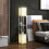 Lampada da terra moderna con 2 ripiani, interruttore a catenella, bianco e nero 3