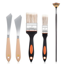 Conjunto de Pintura Artística com 5 Peças: Espátulas, Pincéis de Fundo e Pincéis Leque para Pintura A Óleo, Tela e Acrílico