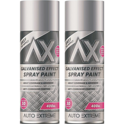 Rapide 2 x 400ml Galvanised Effect Spray Anti Corrosive Coat Protect Metal