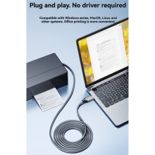 Cable de Impresora USB C A USB B 2.0 Trenzado para Impresora y Escáner, para Carcasas SSD, Unidades Blu-Ray, Impresoras, Máquinas de Fax, 3,0 M