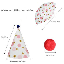 32Pcs Paper Gold Foil Happy Birthday Party Cone Hats for Adults and Kids Party Decoration
