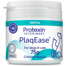 Protexin Veterinary PlaqEase Dental Powder for Dogs and Cats - Helps Reduce Plaque, Tartar and Bad Breath - Easy Daily Oral Care Supplement - 75g