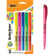 BIC Brite Liner Highlighters, Chisel Tip, School Supplies for Students and Teachers, Ideal for Notes, Textbooks, 5-Count Pack in Assorted Colors