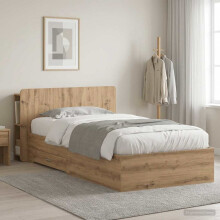 vidaXL Bed Frame with Storage Artisan Oak 90 x 190 cm Engineered Wood