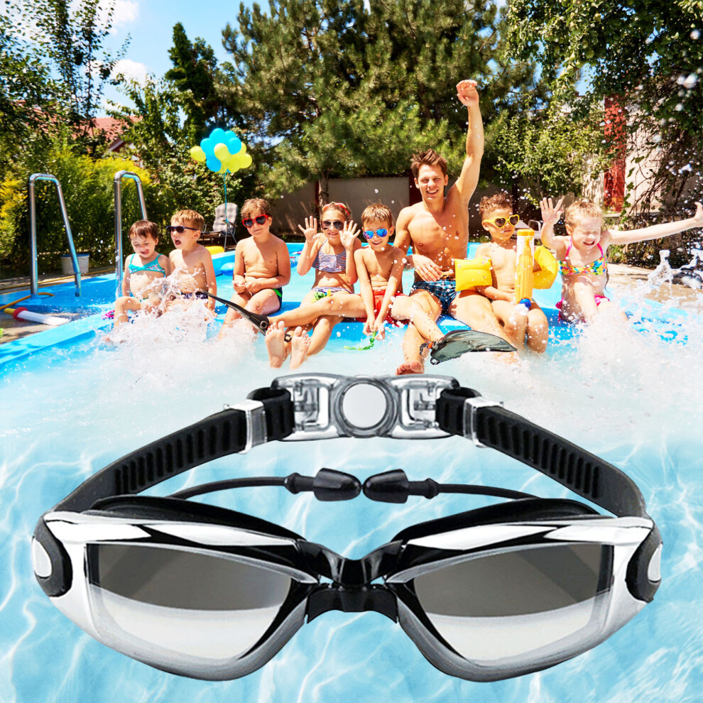 Phui-Pet-Supplies (Black Silver) Uv Anti-Fog Swim Goggles For Men