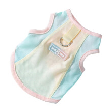 (Yellow, L) Gilet rafraîchissant maille respirant pour chien petit, polyester color block avec anneau en D pour promenade été