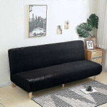 (Apple green, L(length160-190cm)) Large Armless Sofa Bed Slipcover, Removable Stretch Jacquard Polyester and Spandex Couch Cover