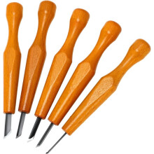 5Pc Linocut Carving Tools Set Various Sizes Wood Carving Knifes Slanted Chisel Tools for Linocut Printmaking Woodcarving