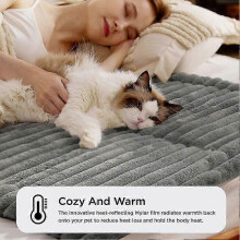 (White, 76x51cm) Self-Warming Pet Bed Mat, Ultra Soft Corduroy-Fleece, Anti Slip, Machine Washable, Anxiety Relief for Cats and Dogs