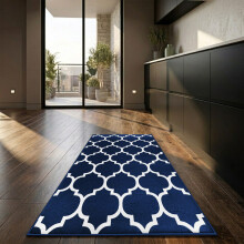 (80x150cm (Kitchen Mat), Ava Navy) BedLooms Crystal Printed Rugs - Soft Pile Non Slip Carpet for Living Room Bedrooms UK