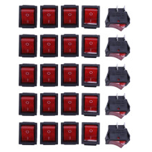 25 X Red Illuminated Light /Off DPST Boat Rocker 16A/250V 20A/125V AC
