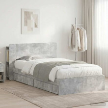 vidaXL Bed Frame with Storage with Drawer Concrete Grey 90 x 190 cm
