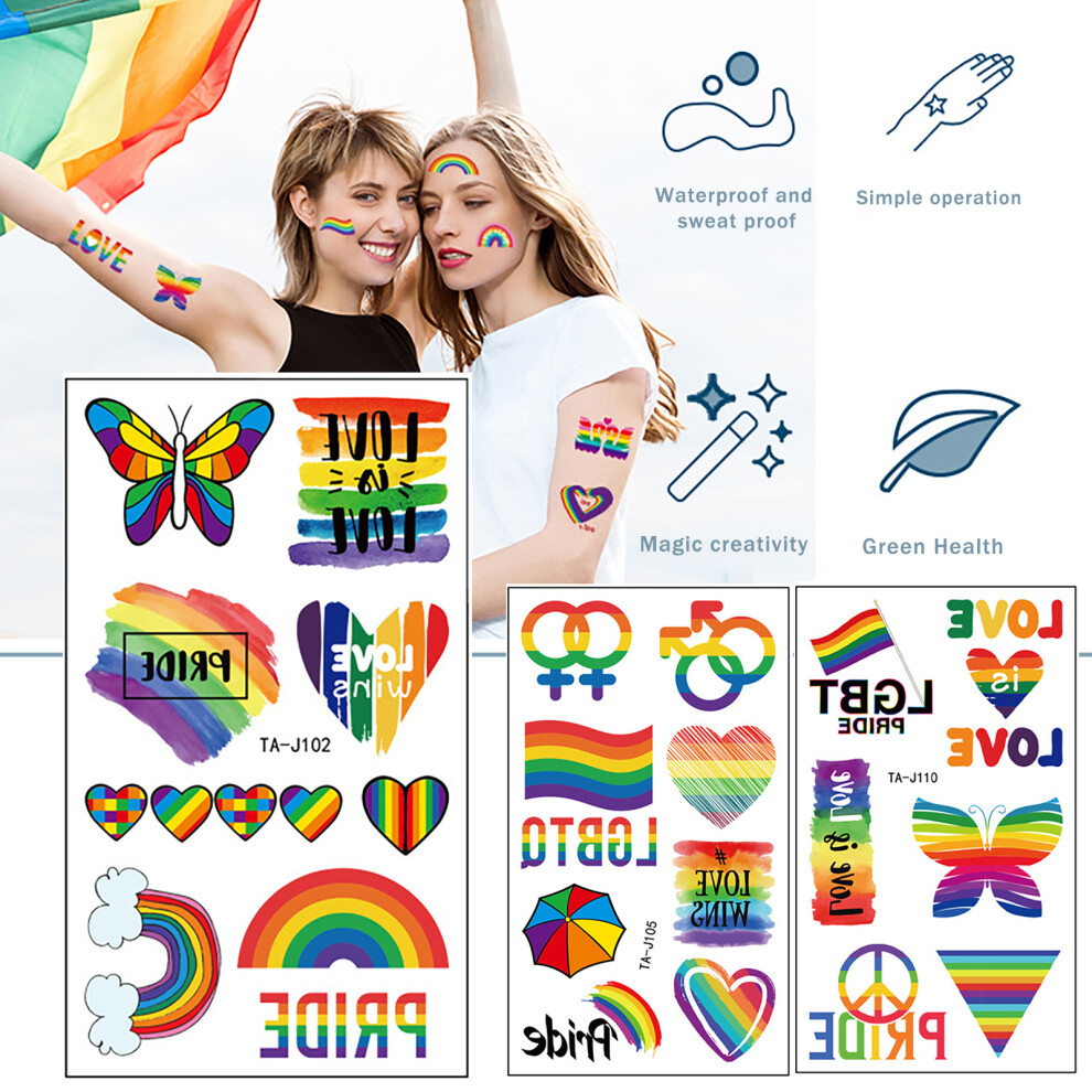 Hue-Grain Rainbow Tattoo Stickers For Summer & Festivals