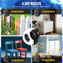 Lithium-Ion Battery Electric Household Paint Spraying Tool with 1000ML Detachable Tank 4Various Copper Nozzle B EU Plug