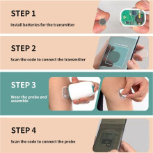 Split Sibionics Sensor GS1-P2 Blood Sugar Meter 42daysx24h Realtime Dynamic Glucose Monitoring 1 Transmitter +3 Sensors