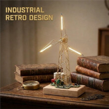 DIY Kits Mechanical Art Nightlight for Anti Glare Windmill Rotating Desk Lamp for Bedside Dorm Room Women Gift