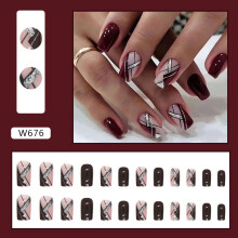 (Jelly Glue Model) Flash Powder Fake Nails - Daily Wear