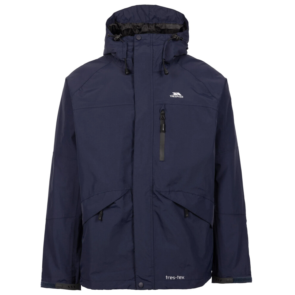 Trespass (Xs, Navy) Mens Corvo Hooded Full Zip Waterproof Jacket/Coat