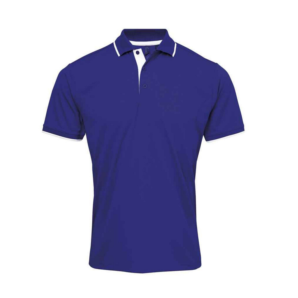 Premier (3Xl, Royal Blue/White) Mens Coolchecker Contrast Pique Polo Shirt